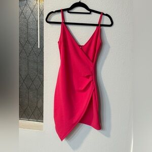 Pink Asymmetrical Wrap Mini Dress - Size XS